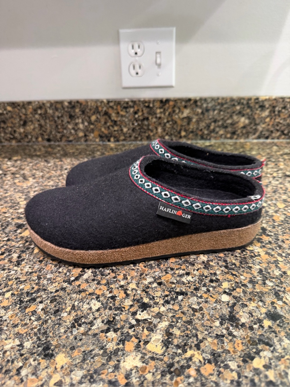 Haflinger Felt Slip-On Clogs with Decorative Trim 38